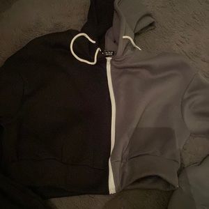 Half black and grey cropped zip up